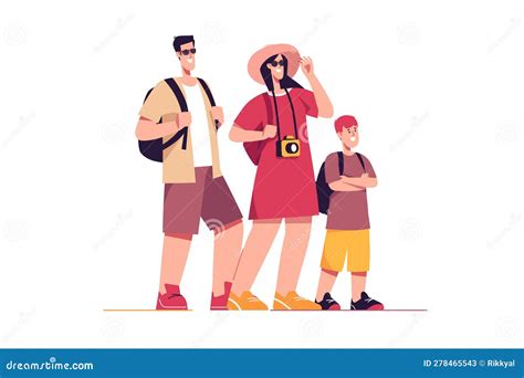 Tourist Family At Airport Flight Check-in Desk With Plane Tickets ...