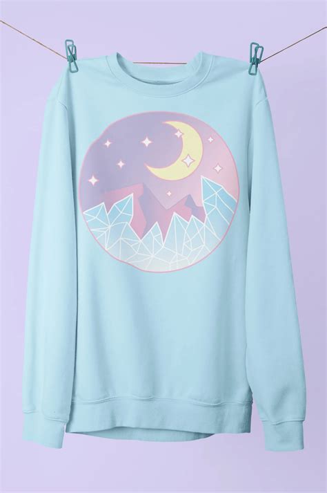 Crescent Moon Sweater Yume Kawaii Sweatshirt Pastel Goth Etsy Artofit