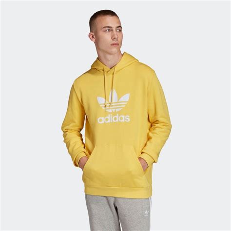 Sweat Shirt à Capuche Trefoil Jaune Adidas Originals La Redoute