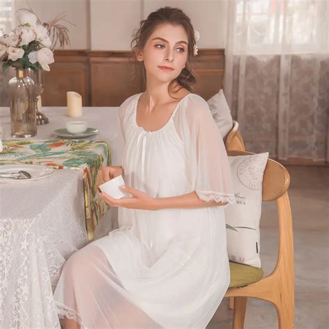 Night Dress White Pink Nightgown Women Nightgowns Cotton Short Sleeve