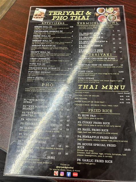 Menu At Teriyaki And Pho Thai Restaurant Warren