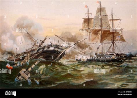 The War Of 1812 Naval Battle Between The U S Frigate Constitution And