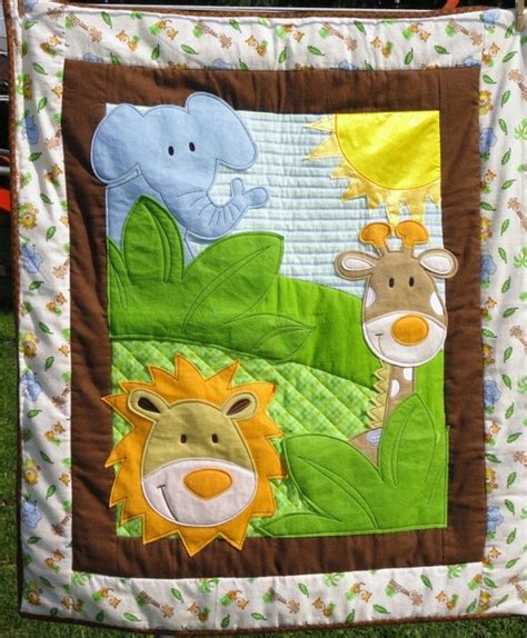 Jungle Animals Appliqued Baby Quilt Gorgeous By Grannysbabyquilts