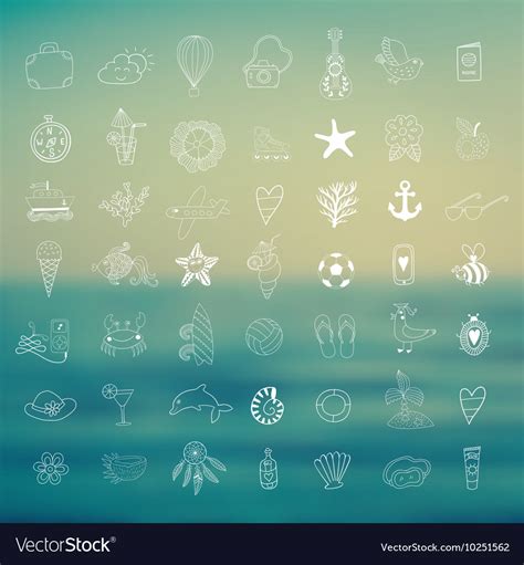 Summer Beach Hand Drawn Symbols And Objects Vector Image