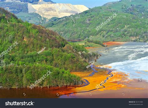 Water Pollution Of A Copper Mine Exploitation Stock Photo 56151484