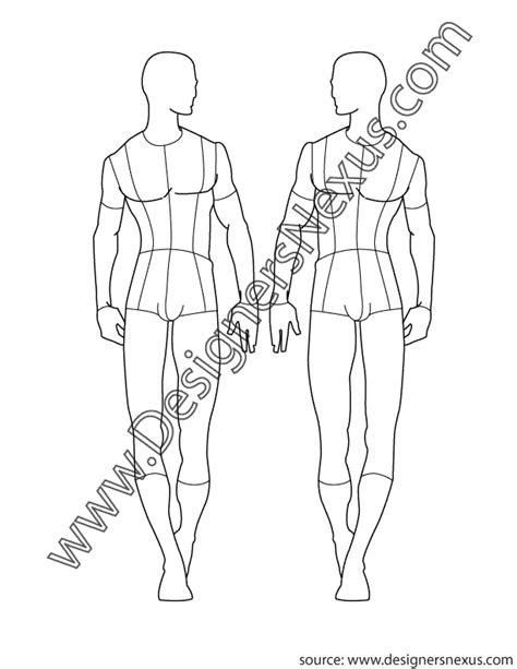 Adobe Illustrator Male Fashion Croqui Template V1 Front Walking Pose Designers Nexus