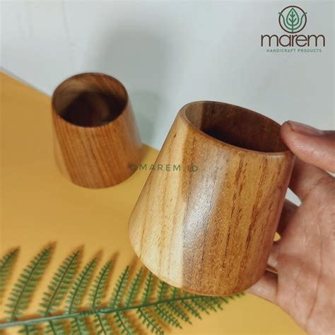 Jual Gelas Kayu Jati Premium Gelas Minum Kayu Vase Rena Shopee