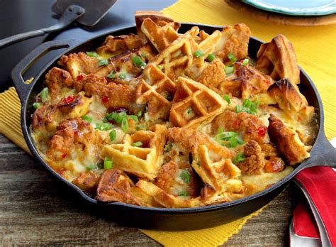 Cheesy Chicken and Waffle Casserole - Emily Ellyn