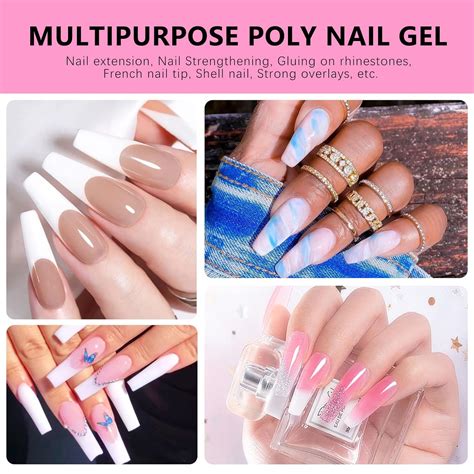 ETYJO Kit de uñas de poligel colores de poligel con purpurina rosa nude fl oz juego de