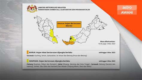 Ramalan Cuaca Amaran Hujan Lebat Berterusan Tahap Buruk Di Sarawak