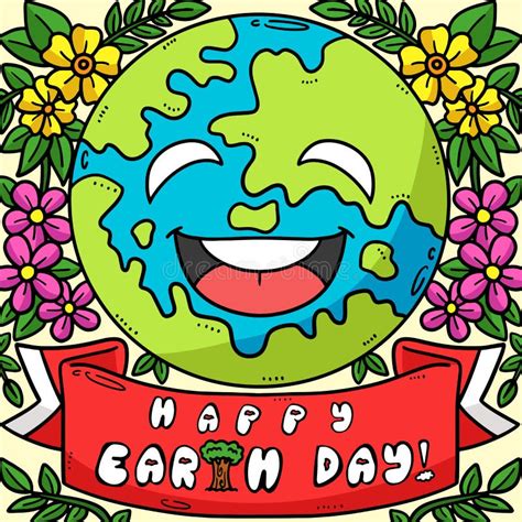 Happy Earth Day Colored Cartoon Illustration Stock Vector Illustration Of Protect Background