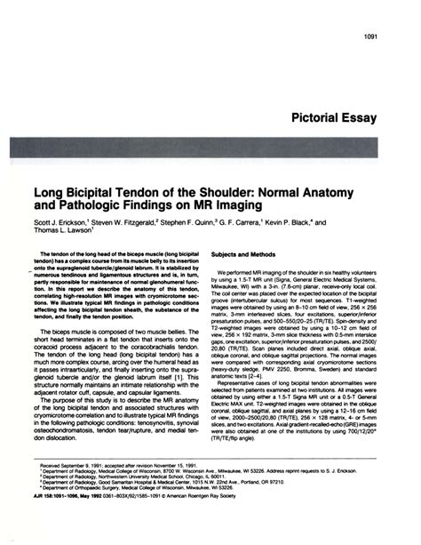 (PDF) Long bicipital tendon of the shoulder: Normal anatomy and pathologic findings on MR imaging