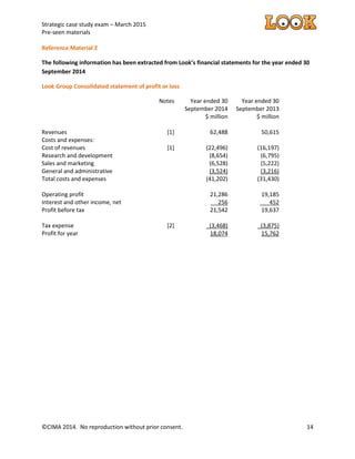 Cima Strategic Case Study March Preseen Look Pdf