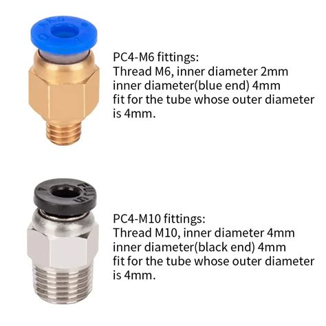 Tubes En Ptfe Pour Filament De Mm Avec Raccords Pc M Pc M