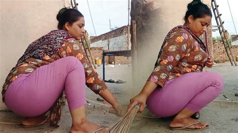 Pakistani Village Women Cleaning Floor Village Life Daily Routine