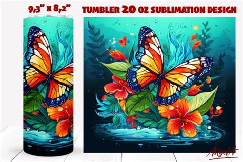 Butterfly Tumbler Wrap Sublimation Graphic By Angel A · Creative Fabrica