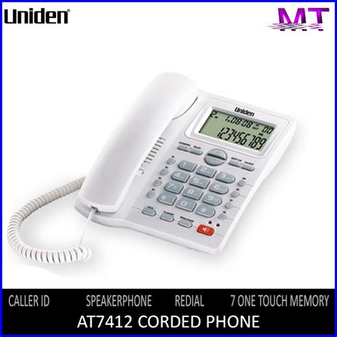 Uniden AS7412 Corded Phone (Speakerphone, Redial, 7-one Touch Memory ...