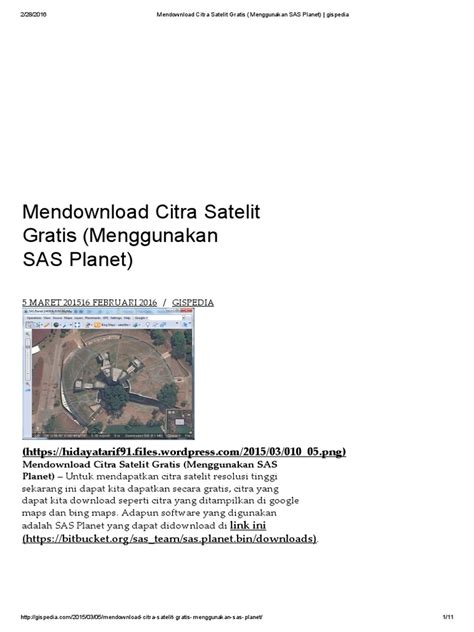 Pdf Mendownload Citra Satelit Gratis Menggunakan Sas Planet