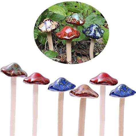 ENVEL Bunte Gartenpilze Fairy Garden Pilz Keramik 4 Farbe 6 Stücke