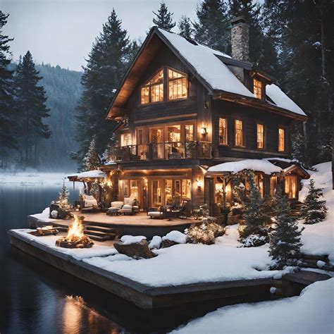 Winter Lake house Design | Rustic lake houses, Mountain dream homes ...