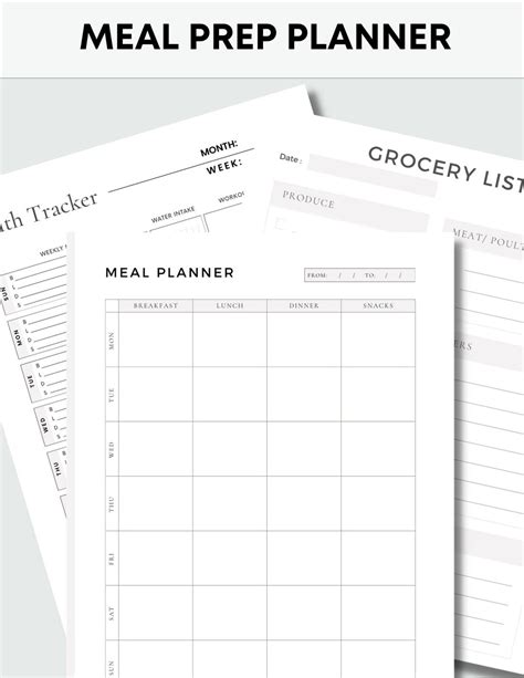 Meal Prep Planner Meal Prep Bundle Instant Download Printable Planner Easy Health Tracker Meal