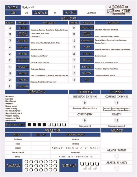 Sifrp Character Sheet Fillable Pdfcoffeecom