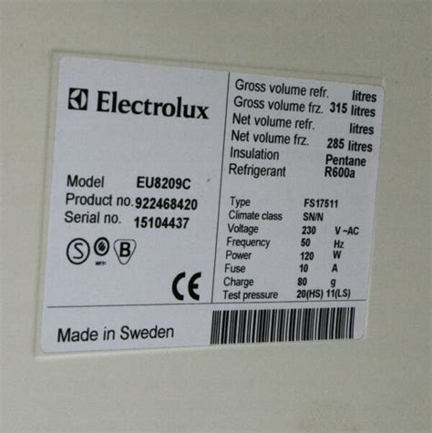 Szafa Ch Odnicza Lod Wka Electrolux X X Cm Grotex Demobil