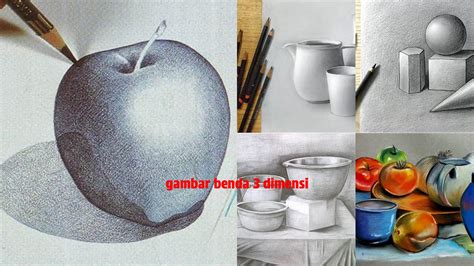 jitu menggambar gambar benda  dimensi  realistis