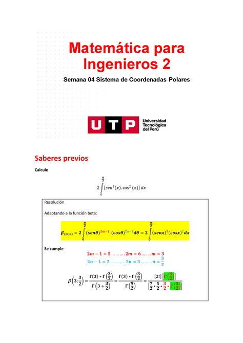 S04 s1 Coordenadas Polares Matemática para Ingenieros 2 Semana 4