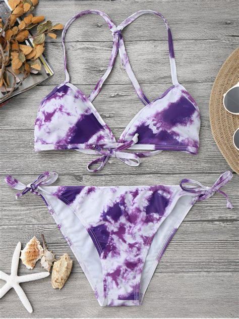 11 OFF 2021 Y Back Tie Dyed String Bikini In PURPLE ZAFUL