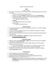 Stages of Decomposition - Stages of Decomposition Notes Death What is ...