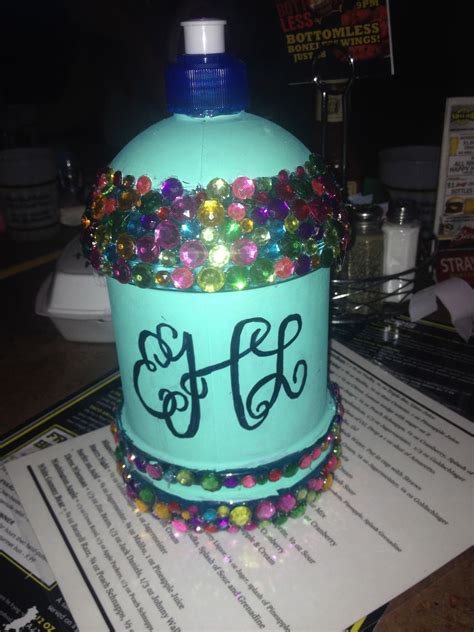 Monogrammed water jug I made for a friend | Sorority crafts, Spring ...