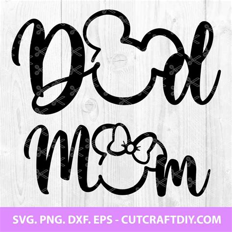 Mickey Dad And Minnie Mom Svg Png Dxf Eps Cut Files