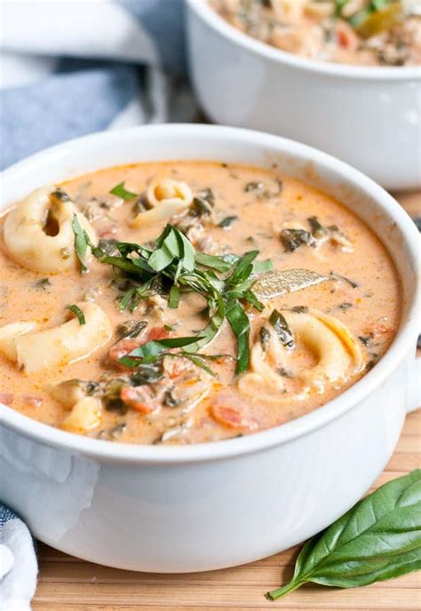 Creamy Chicken Sausage Tomato And Spinach Tortellini Soup