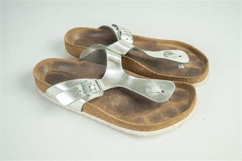 Birkenstock Unisex Gizeh Relax Birko Flor Silver Shoes Sandals Size 41 265cm L10 Etsy