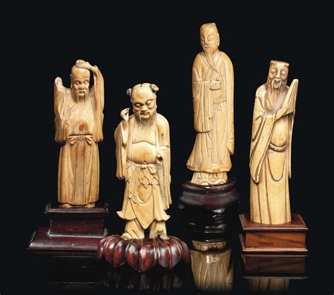 Four Chinese Ivory Carvings Of Sages 17th Century Christies