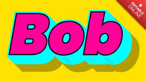 Bob | Vintage Pop Art 3D | Text Effect Generator