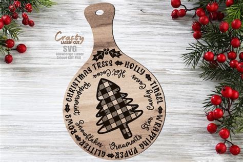 Christmas Cutting Board Svg Christmas Svg Laser Cut Files Etsy