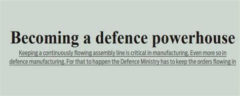 Becoming A Defence Powerhouse