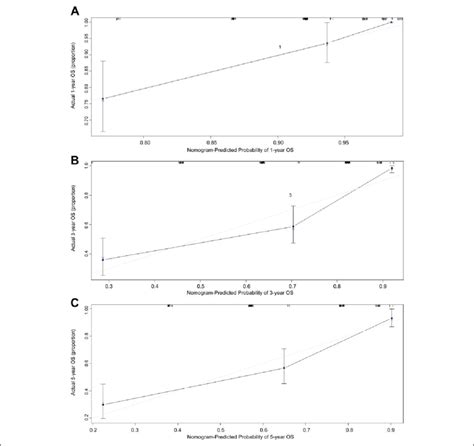 The Calibration Curves For Predicting Patient OS At 1 Year A 3 Years