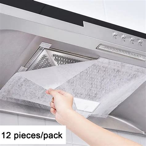 12pcs Disposable Oil Absorbing Paper Kitchen Range Hood Attract Oiled