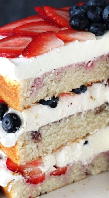 Fresh Berry Vanilla Layered Cake 4th Of July Dessert Idea Recipe