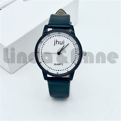 Jual Jam Tangan Jhui Analog Quartz Pria Dan Wanita Strap Pu Hitam