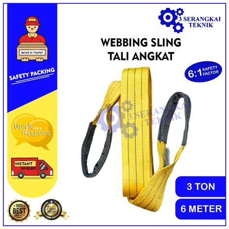 Webbing Sling 3 Ton X 6 Meter Lifting Belt Tali Angkat Lazada