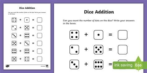 Dice Addition Worksheet Teacher Made Twinkl Worksheets Library