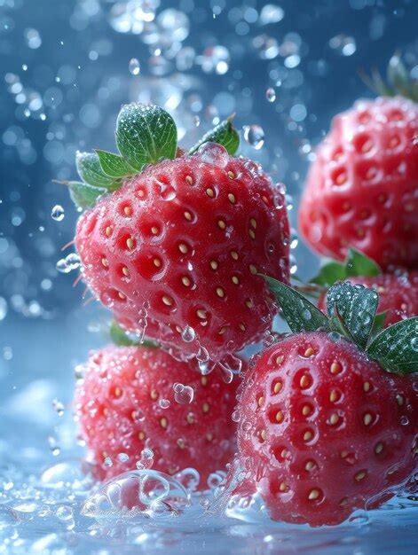 Premium Photo Strawberries Falling Into The Water With Splash