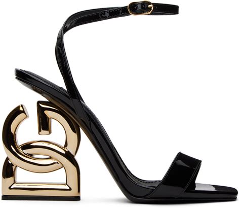 Black Patent Leather Heeled Sandals By Dolce Gabbana On Sale