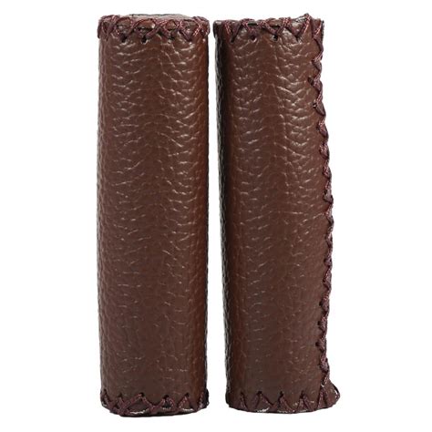 Yosoo 1 Pair Three Colors Retro Artificial Leather Bicycle Handlebar Grips Bike Handle Cover ...