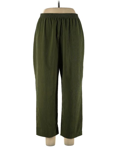 Briggs 100 Polyester Solid Green Casual Pants Size L 66 Off Thredup