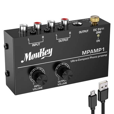 Buy Moukey Stereo Mini Phono Turntable Preamp Preamplifier Bookshelf Speakers 100 Watts Peak